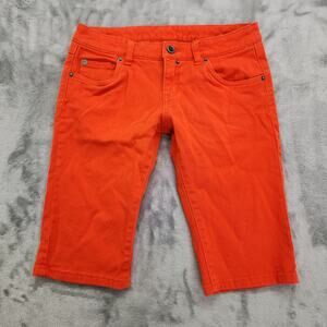 Hurley Shorts Womens 5 Juniors Bright Orange Low Rise Bermuda Skinny Stretch Y2K